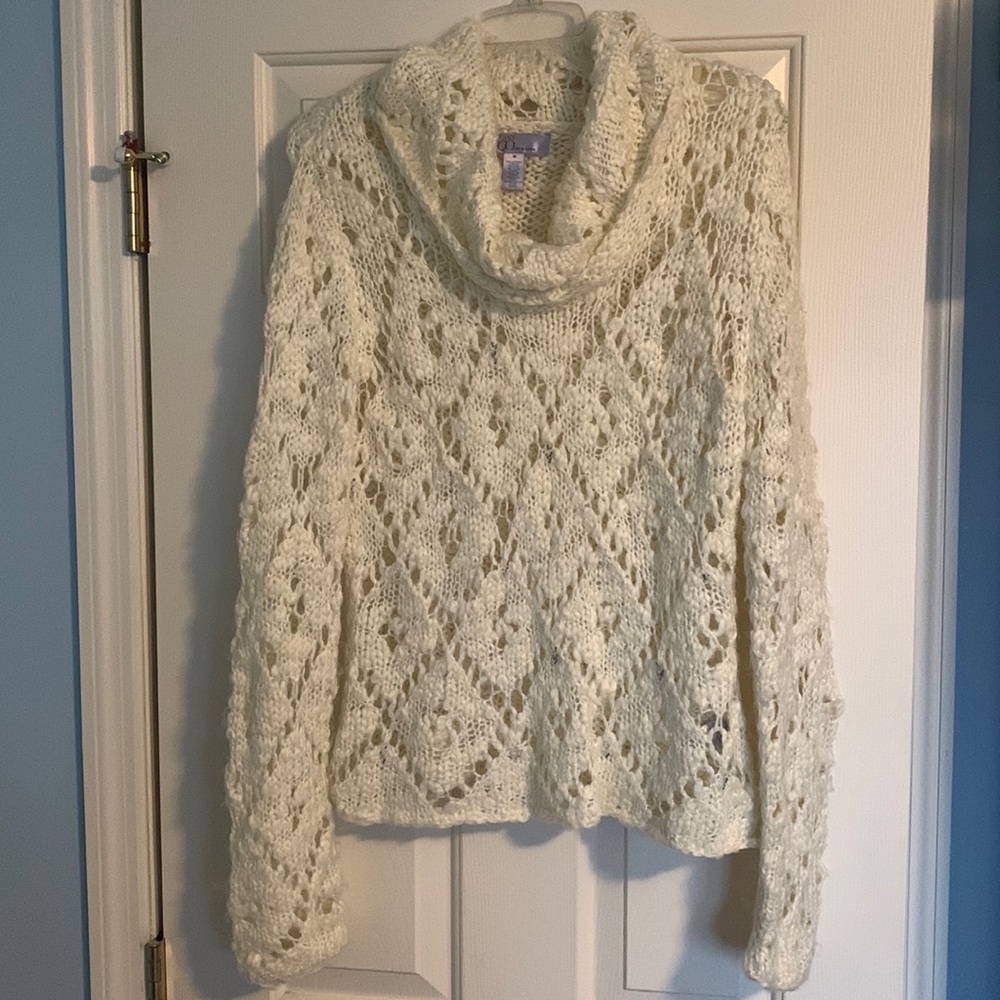 Cowl Neck Open Weave Sweater